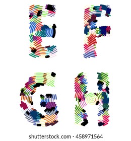 Bright creative cartoon comic radial alphabet Vector illustration