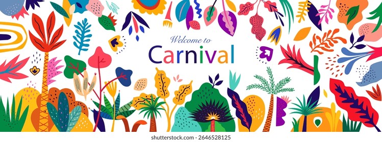 Design criativo brilhante para eventos, festivais e carnavais. Empacotar design colorido