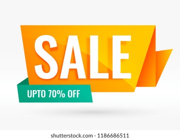 bright creative origami style sale banner