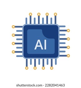 Bright and creative vector illustration of Artificial Intelligence Chip with AI sign. Ideal for projects related to technology and artificial intelligence.