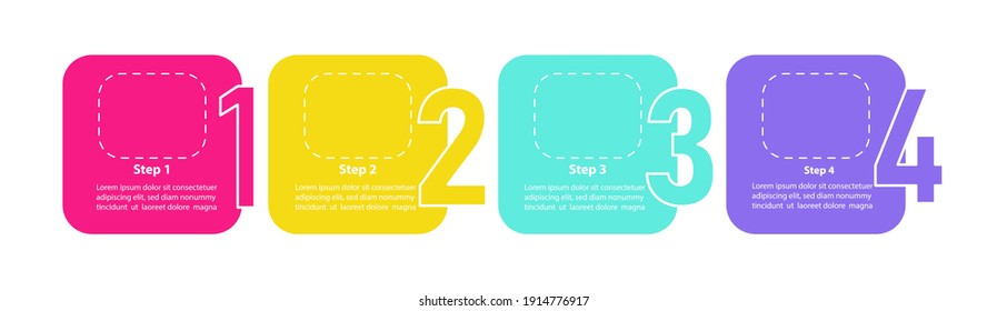 Bright creative vector infographic template for business. Blank presentation design elements with text space. Data visualization with 4 steps. Process timeline chart. Workflow layout with copyspace