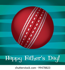 Bright cricket ball Happy Father's Day card in vector format.