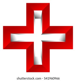 Bright Cross As Healthcare, First Aid Icon Or Logo