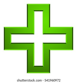 Bright cross as healthcare, first aid icon or logo