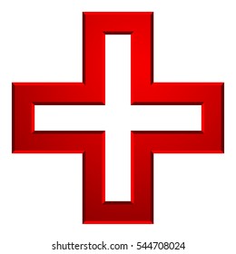 Bright Cross As Healthcare, First Aid Icon Or Logo