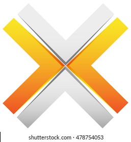 Bright cross, X sign, icon - Generic 3d design element