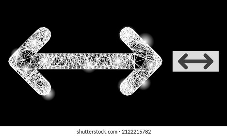 Bright crossing mesh swap arrows with light spots on a black background. Bright vector structure is based on swap arrows glyph, with intersected network and light spots.