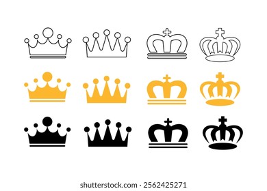 Bright crown vector illustration sets for vibrant designs, golden crown, crown collection, luxury, elegant, premium, majestic, decorative, crownlike, imagery, ornate, prestigious, affinity, beauty