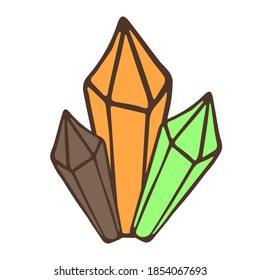 Grupo de gemas de cristal brillante. Doodle vectorial aislado