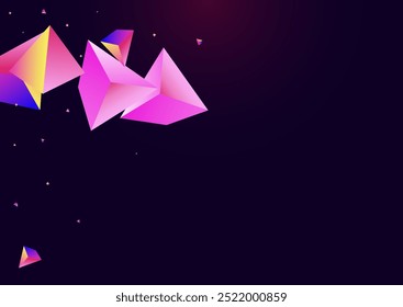 Heller Kristall-Vektor dunkelvioletter Hintergrund. Rainbow Flying Polyhedron Zertifikat. Layout für digitale Geschäftselemente. Moderner Flyer mit Farbverlauf-Scherben.