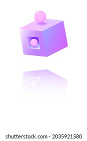 Heller Cube Chromatic Vektor weißer Hintergrund. Art-Element-Poster. Geschäftsbild Blau und Rosa. Blue Block Broschüre.