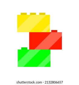 Bright cubes constructor. Red, green and yellow geometric square shape.