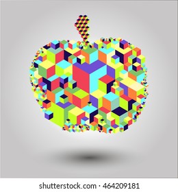 Bright cubic apple fruit  unique modern colorful vector icon. Easy to edit and recolor / Apple fruit geometric icon for web or print use.