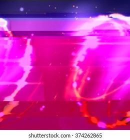 Bright cuff and blue background with light effects in style glitch- art.  Vector illustration. 