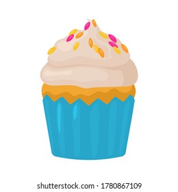 Bright cupcake isolated on white background. Vector. 