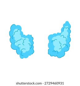 Bright curly light blue wig strands forming a playful, fluffy hairstyle ideal for costumes, party accessories, clown or character designs on a clean white background