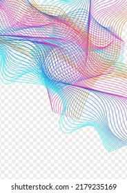 Bright Curve Background Transparent Vector. Art Design. Rainbow Wave Relax. Contour Circular Banner. Colorful Form Ribbon.