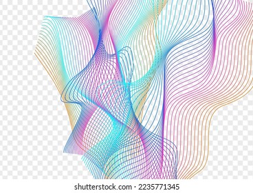 Bright Curve Background Transparent Vector. Warp Illustration. Colorful Soundwave Circular. Mesh Stream Banner. Multicolored Knot Ribbon.