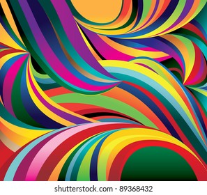 Bright curved waves. Background. Vector Illustration