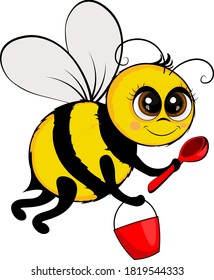 Bright cute bee cartoon.Vector illustration. 