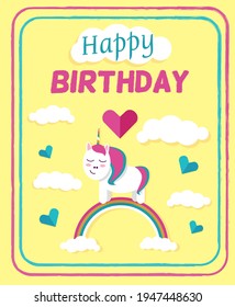 Bright and cute card with a pony and a rainbow. Great birthday greetings