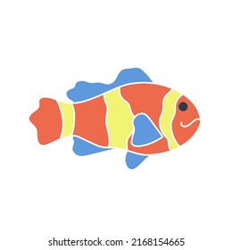 Bright cute cartoon fish icon vector. Baby character marine ocean animal. Flat isolated fish illustration on white background