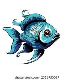 bright cute cartoon fish white background illustration