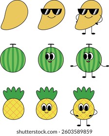 Bright and cute fruit character