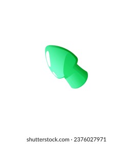 Bright cute green arrow flat style, vector illustration isolated on white background. Decorative design element for games. Interface design for web, cursor