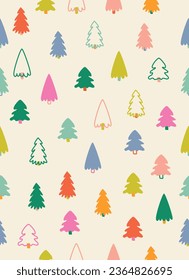 bright cute multicolored pattern of fir trees