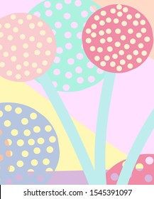 Bright cute pattern abstract floral cartoon background. Vector shape trends to brochure cover template design.