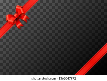 Bright cute red bow-knot with tape on transparent