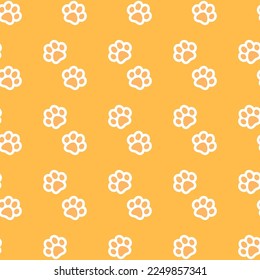 Bright cute seamless pattern. Dog tracks. 
Animal paw footprint.