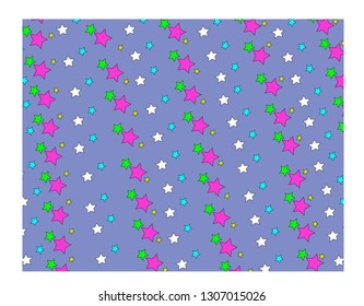 bright cute stars pattern on a purple background