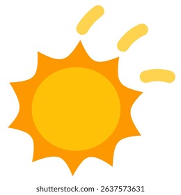 Bright and cute sun icon in flat style. Ideal for weather apps, summer themes, educational designs, and kids graphics.