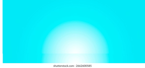 A bright cyan background with a glowing white hemisphere shape centered and reflected faintly below.