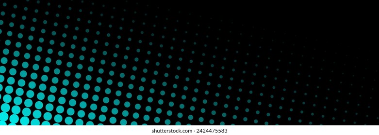 Bright cyan blue minimal halftone dots abstract background. Geometric tech concept vector banner design
