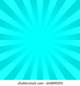 Bright cyan rays background. Comics, pop art style. Vector, eps 10.