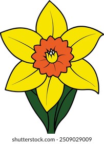 Bright Daffodil Flower Artwork EPS