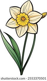 Bright Daffodil Flower Vector Illustration Symbolizing Renewal and the Joy of Spring