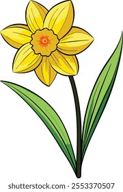 Bright Daffodil Flower Vector Illustration Symbolizing Renewal and the Joy of Spring