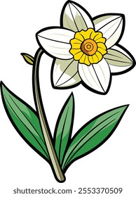 Bright Daffodil Flower Vector Illustration Symbolizing Renewal and the Joy of Spring