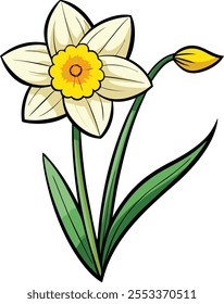 Bright Daffodil Flower Vector Illustration Symbolizing Renewal and the Joy of Spring