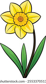 Bright Daffodil Flower Vector Illustration Symbolizing Renewal and the Joy of Spring