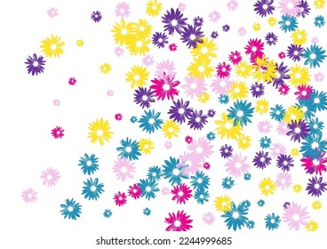 Bright Daisy Background White Vector. Leaf Floral Backdrop. Yellow Flowers Art. Factory Card. Flourish Color Chamomile.