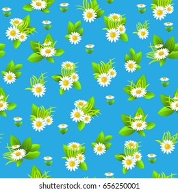 Bright daisy seamless pattern. Summer or spring template for design banner, ticket, leaflet, card, poster and so on.
