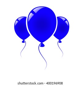 Bright dark blue balloon on white background