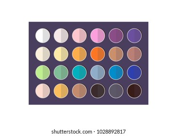 Bright and dark eyeshadows big colorful rectangular palette isolated cartoon vector illustration on white background. Decorative makeup elements set.