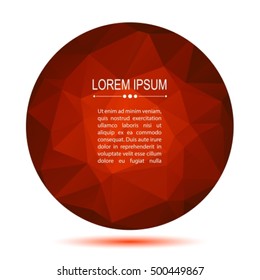 Bright dark red abstract polygonal frame isolated on white. Trendy design element. Monochrome background.