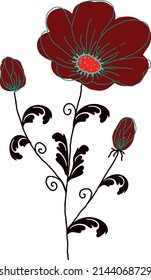 Eine helldunkelrote Blume. Vektordatei.